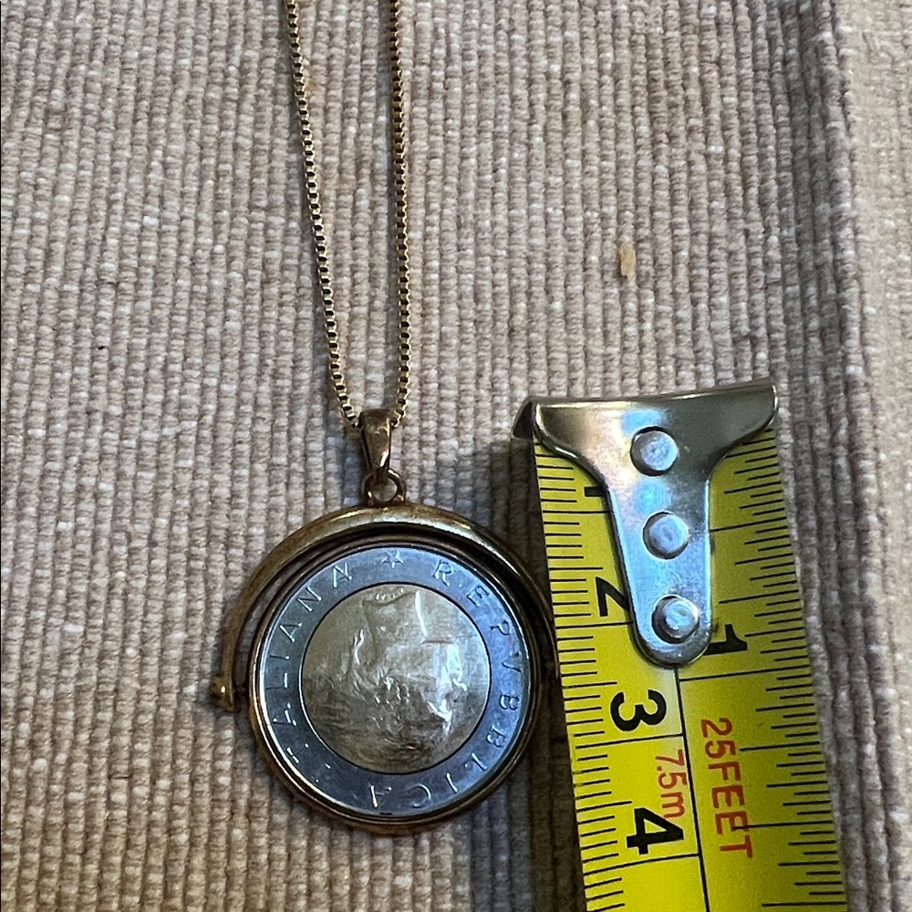 Yellow 14k plated Gold Money Coin Pendant Necklace Collection 18 inch - Picture 8 of 8